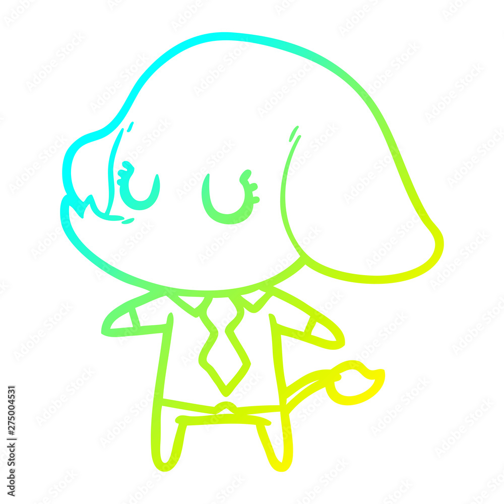 cold gradient line drawing cute cartoon elephant cold gradient line drawing cute cartoon elephant