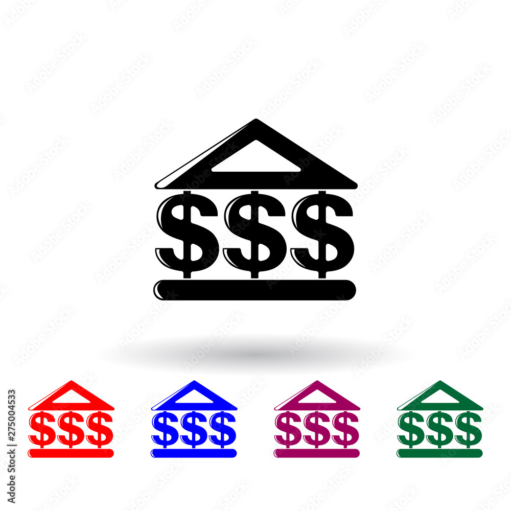 bank sign multi color icon. Elements of finance set. Simple icon for websites, web design, mobile app, info graphics bank sign multi color icon. Elements of finance set. Simple icon for websites, web design, mobile app, info graphics