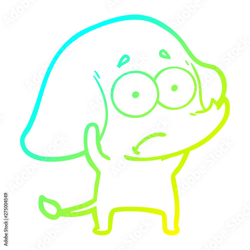 cold gradient line drawing cartoon unsure elephant