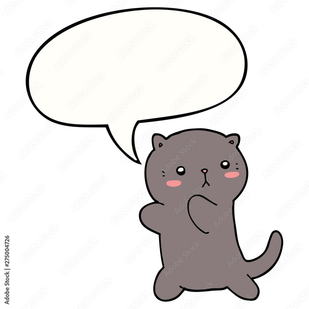 cute cartoon cat and speech bubble cute cartoon cat and speech bubble