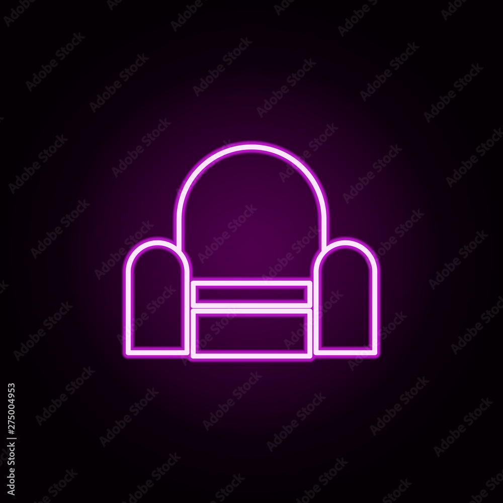 armchair neon icon. Elements of home things set. Simple icon for websites, web design, mobile app, info graphics armchair neon icon. Elements of home things set. Simple icon for websites, web design, mobile app, info graphics