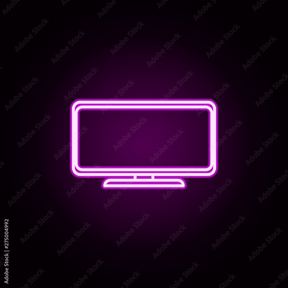 TV neon icon. Elements of home things set. Simple icon for websites, web design, mobile app, info graphics