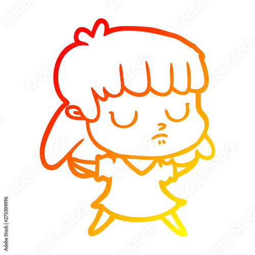 warm gradient line drawing cartoon indifferent woman