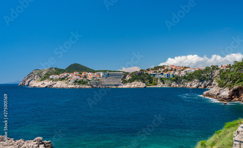 Panorama of the hotels and vacation apartments close to the old town in Dubrovnik