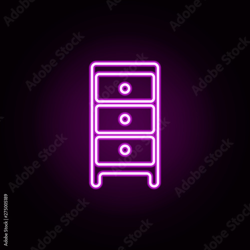 nightstand neon icon. Elements of home things set. Simple icon for websites, web design, mobile app, info graphics