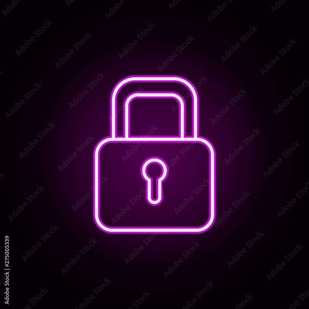 lock neon icon. Elements of home things set. Simple icon for websites, web design, mobile app, info graphics lock neon icon. Elements of home things set. Simple icon for websites, web design, mobile app, info graphics