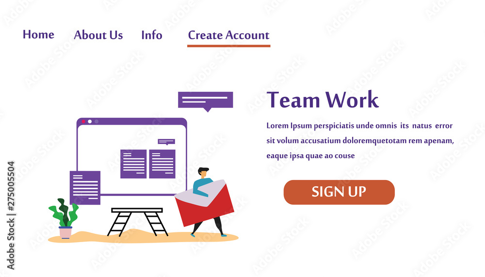 Landing Page Teamwork for idea business technology, Modern Vector Illustration Concept for Website Template and Mobile Website Development Landing Page Teamwork for idea business technology, Modern Vector Illustration Concept for Website Template and Mobile Website Development