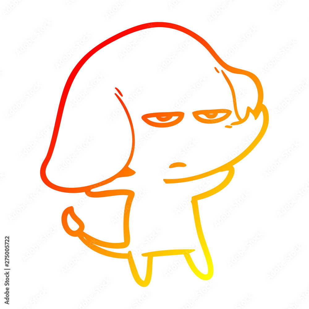 Obraz premium warm gradient line drawing annoyed cartoon elephant