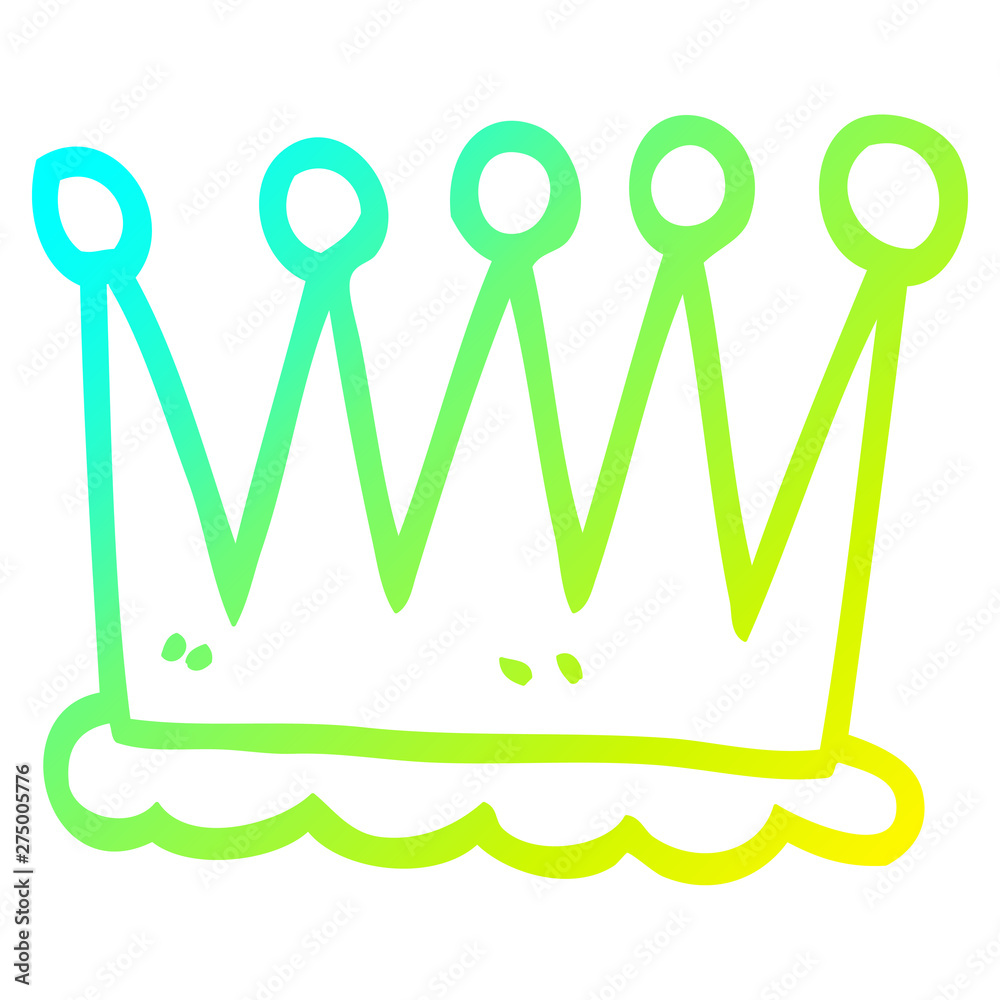 cold gradient line drawing cartoon crown symbol cold gradient line drawing cartoon crown symbol