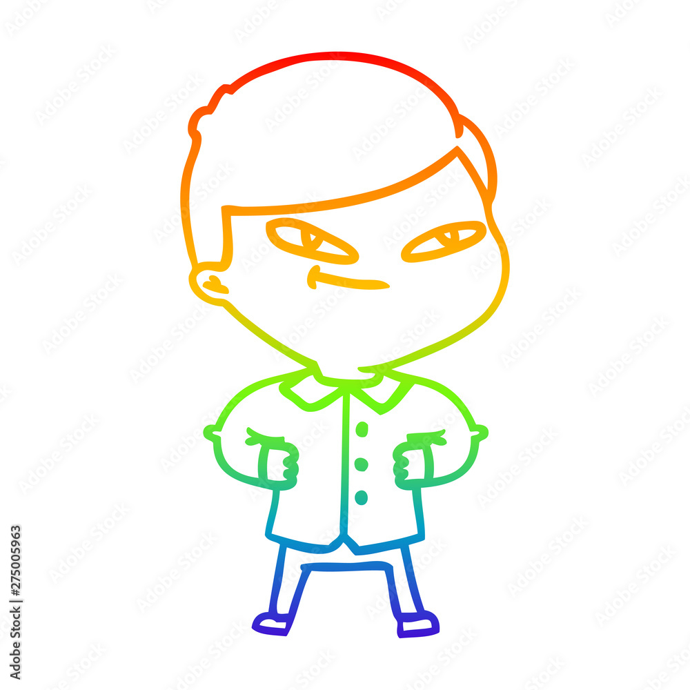 rainbow gradient line drawing cartoon confident man