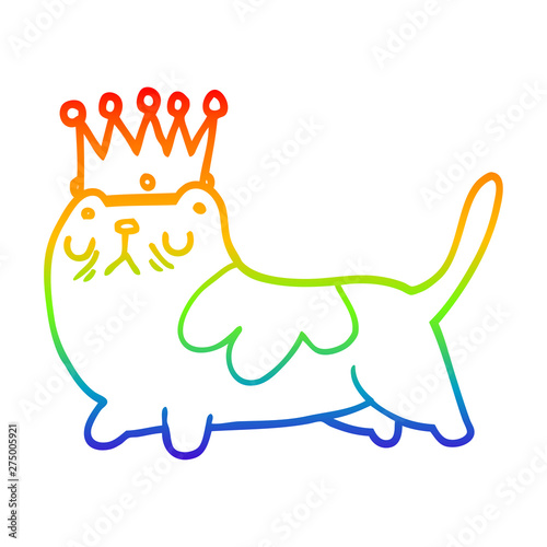 rainbow gradient line drawing cartoon arrogant cat