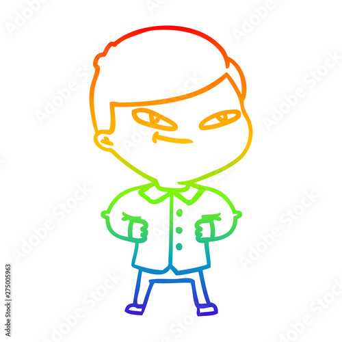 rainbow gradient line drawing cartoon confident man