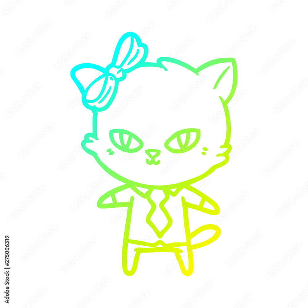 cold gradient line drawing cute cartoon cat boss cold gradient line drawing cute cartoon cat boss