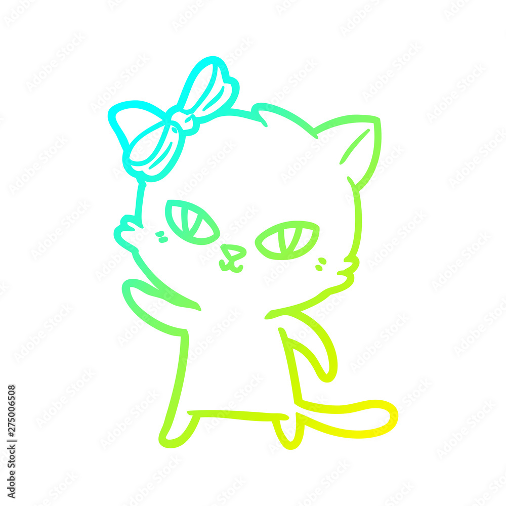 cold gradient line drawing cute cartoon cat cold gradient line drawing cute cartoon cat