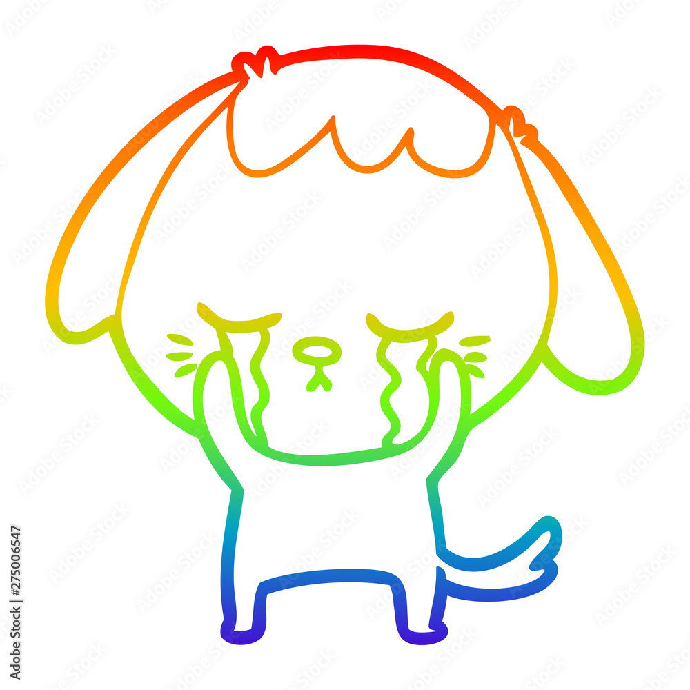 rainbow gradient line drawing cute puppy crying cartoon rainbow gradient line drawing cute puppy crying cartoon