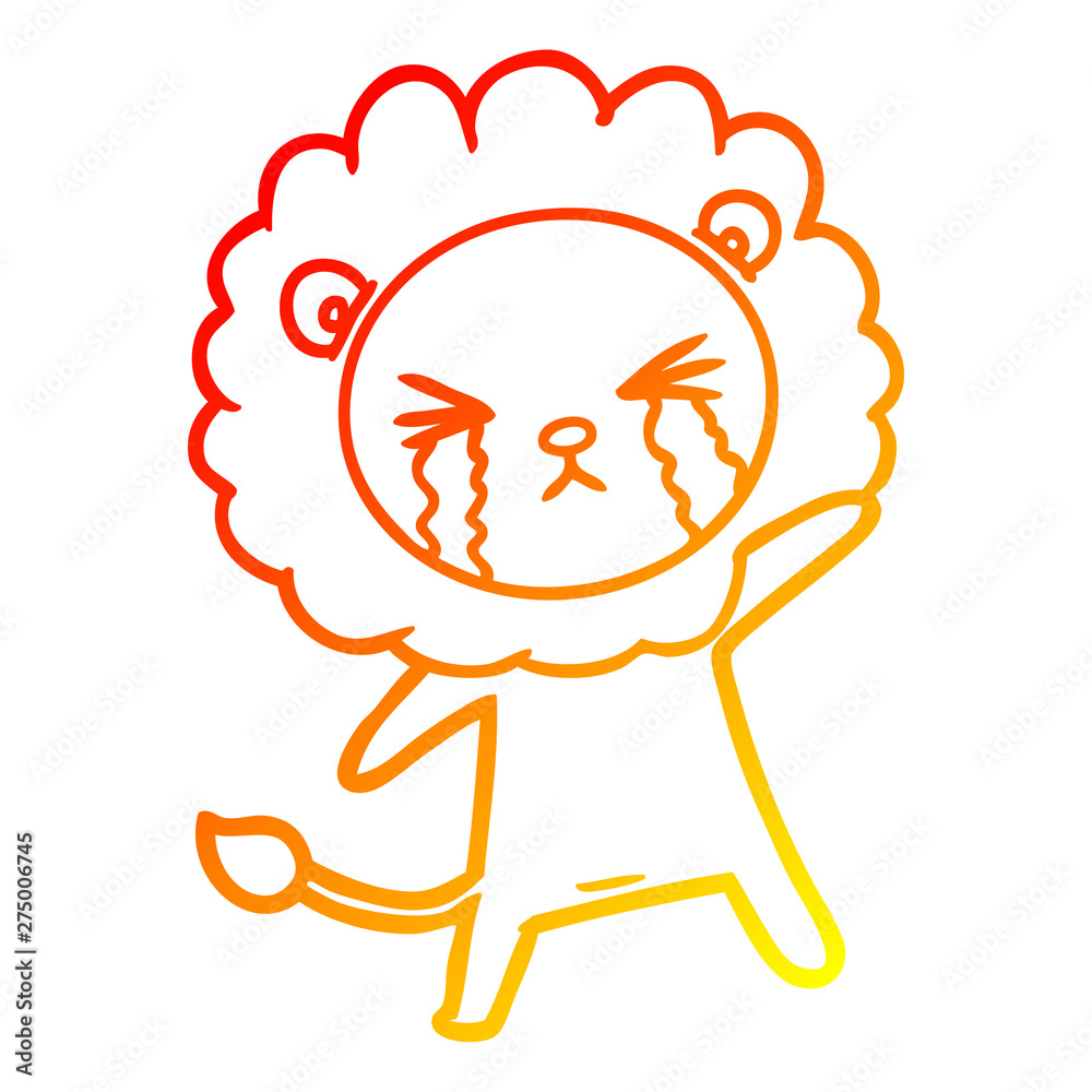 warm gradient line drawing cartoon crying lion warm gradient line drawing cartoon crying lion