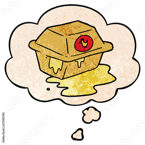 cartoon take out and thought bubble in grunge texture pattern style