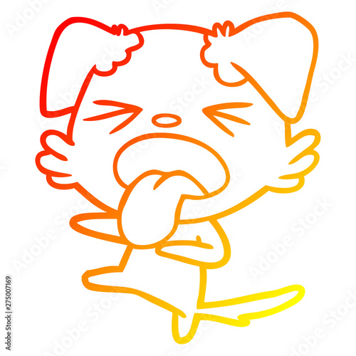 warm gradient line drawing cartoon disgusted dog