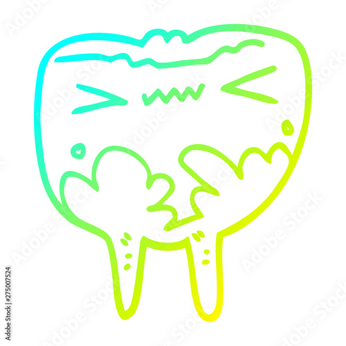cold gradient line drawing cartoon bad tooth