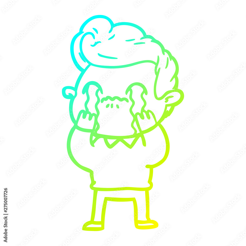 cold gradient line drawing cartoon man crying cold gradient line drawing cartoon man crying