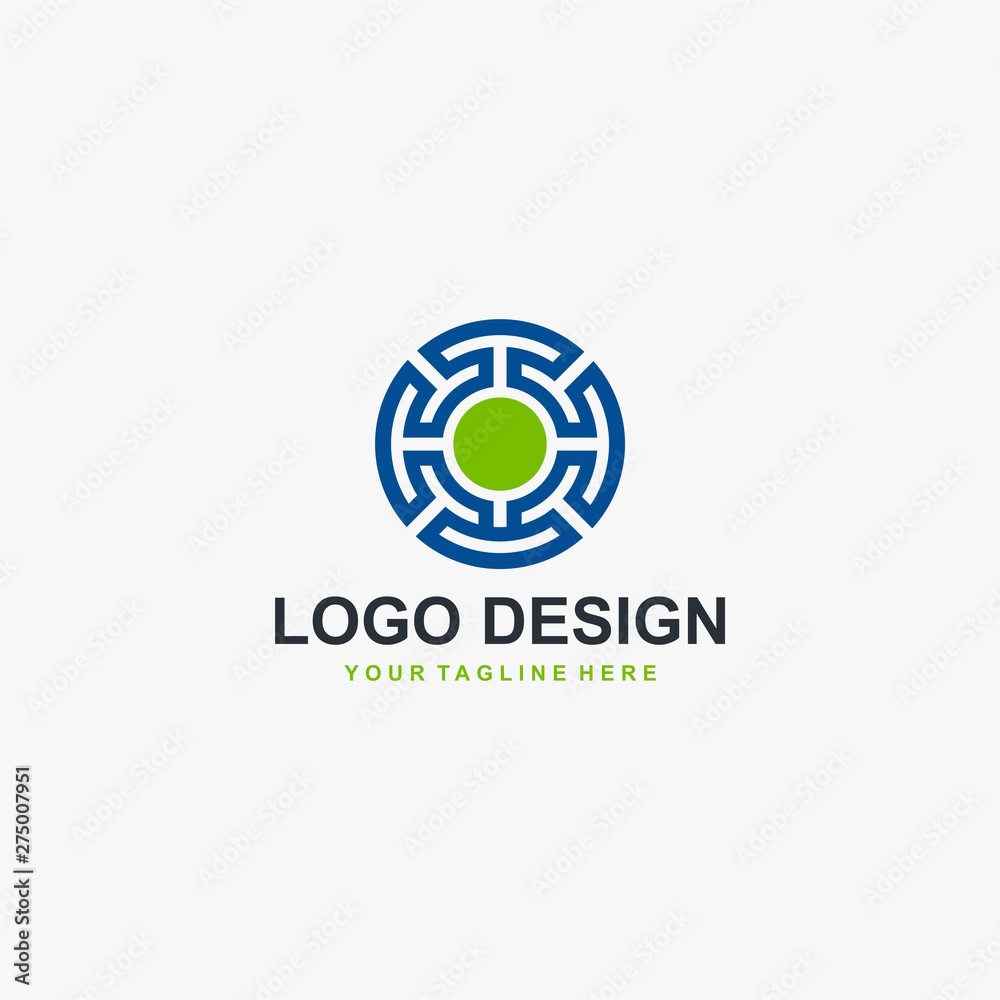 Circle technology logo element icon design, abstract labyrinth illustration design. Tech logo for business company. Circle technology logo element icon design, abstract labyrinth illustration design. Tech logo for business company.