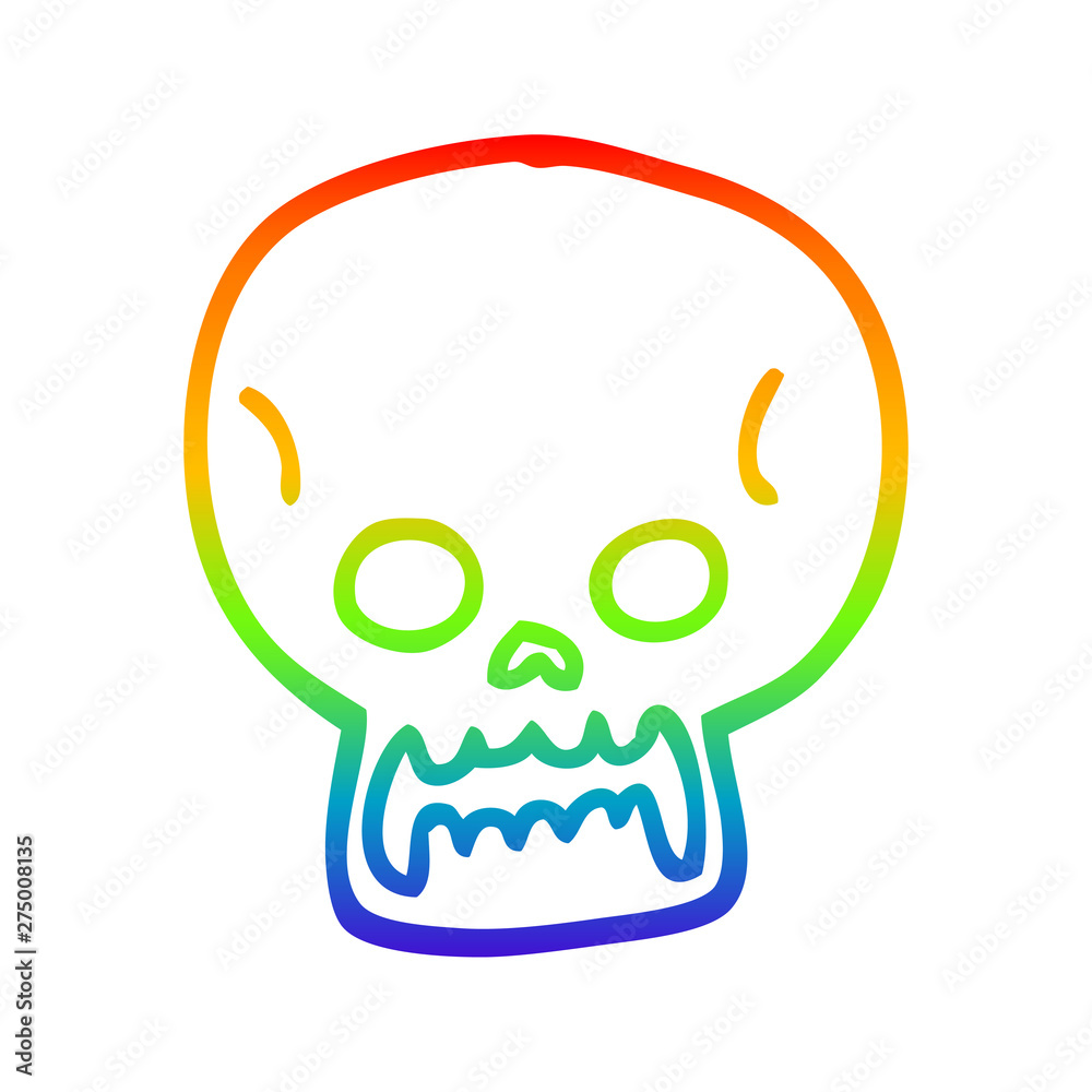 rainbow gradient line drawing cartoon halloween skull rainbow gradient line drawing cartoon halloween skull