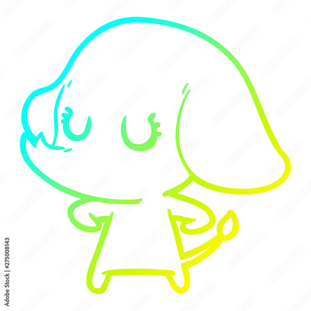 cold gradient line drawing cute cartoon elephant cold gradient line drawing cute cartoon elephant