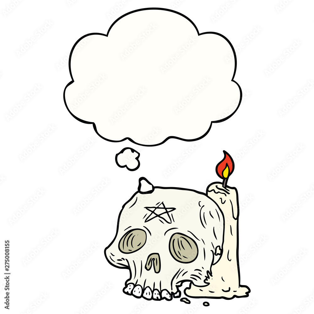cartoon spooky skull and candle and thought bubble cartoon spooky skull and candle and thought bubble