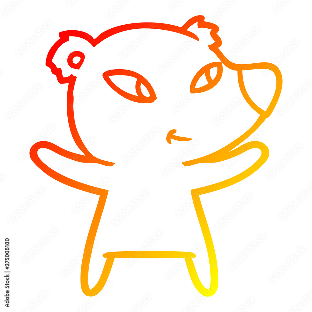 Obraz premium warm gradient line drawing cute cartoon bear