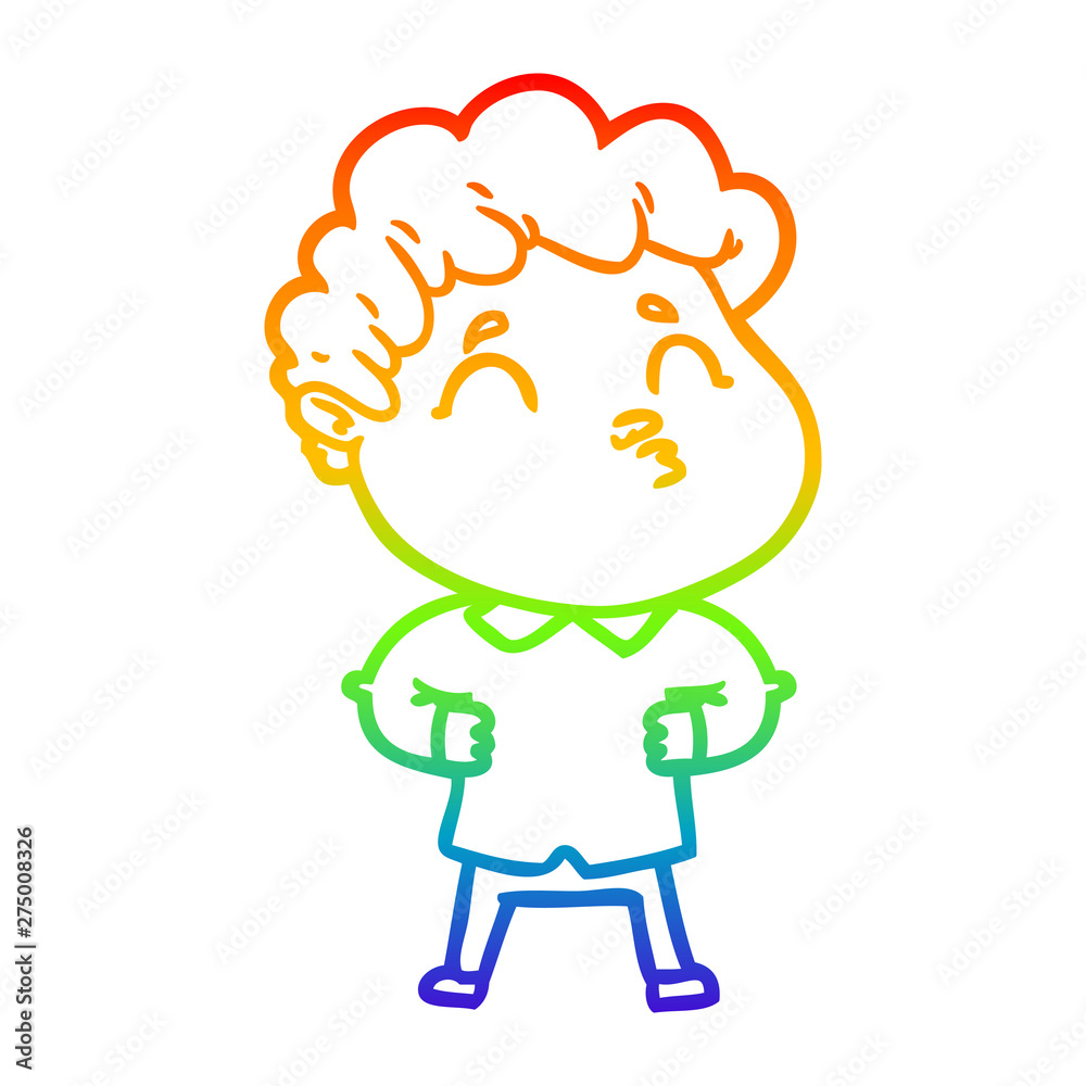 rainbow gradient line drawing cartoon man pouting rainbow gradient line drawing cartoon man pouting