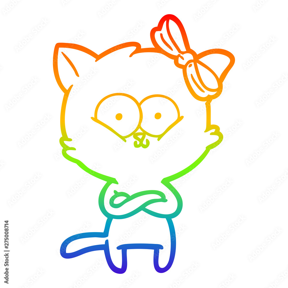rainbow gradient line drawing cartoon cat rainbow gradient line drawing cartoon cat