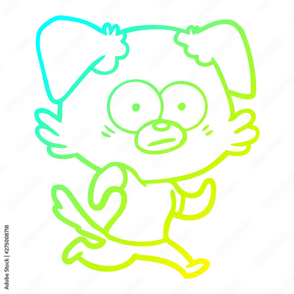 cold gradient line drawing nervous dog cartoon