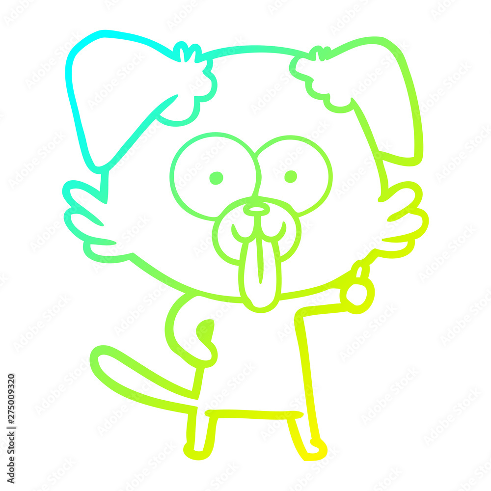 Obraz premium cold gradient line drawing cartoon dog with tongue sticking out