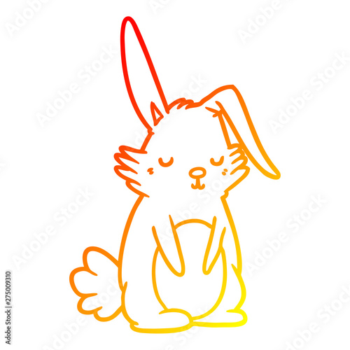 warm gradient line drawing cartoon sleepy rabbit