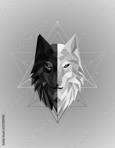 Abstract polygonal wolf head design