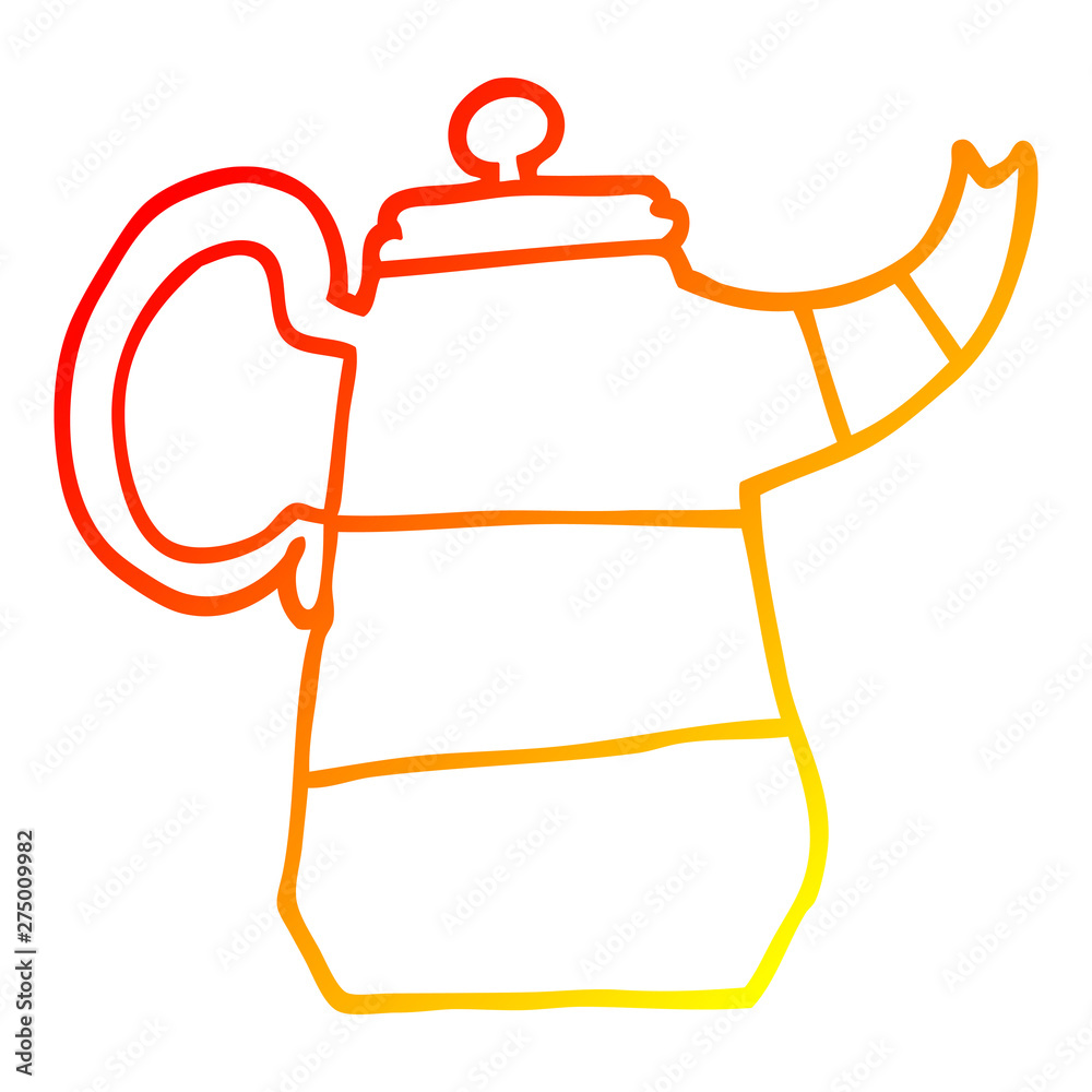 warm gradient line drawing cartoon old kettle warm gradient line drawing cartoon old kettle