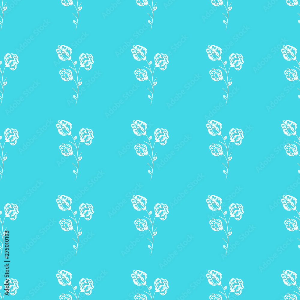 Seamless hand drawn pattern of abstract blackberry isolated on blue background. Vector floral illustration. Cute doodle modern isolated pop art elements. Outline Seamless hand drawn pattern of abstract blackberry isolated on blue background. Vector floral illustration. Cute doodle modern isolated pop art elements. Outline
