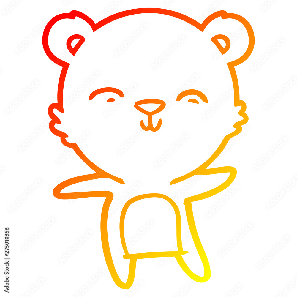 Fototapeta premium warm gradient line drawing happy cartoon polar bear dancing
