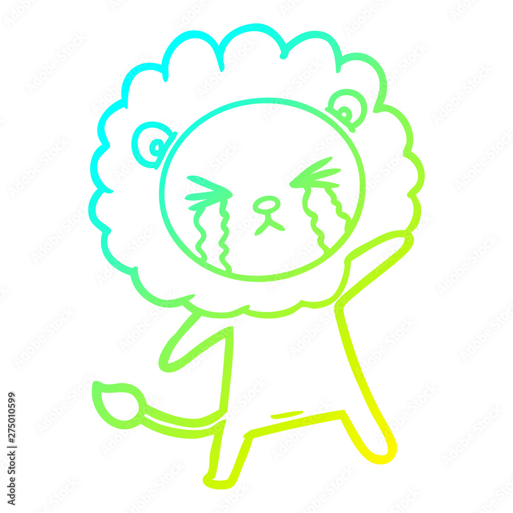 cold gradient line drawing cartoon crying lion cold gradient line drawing cartoon crying lion