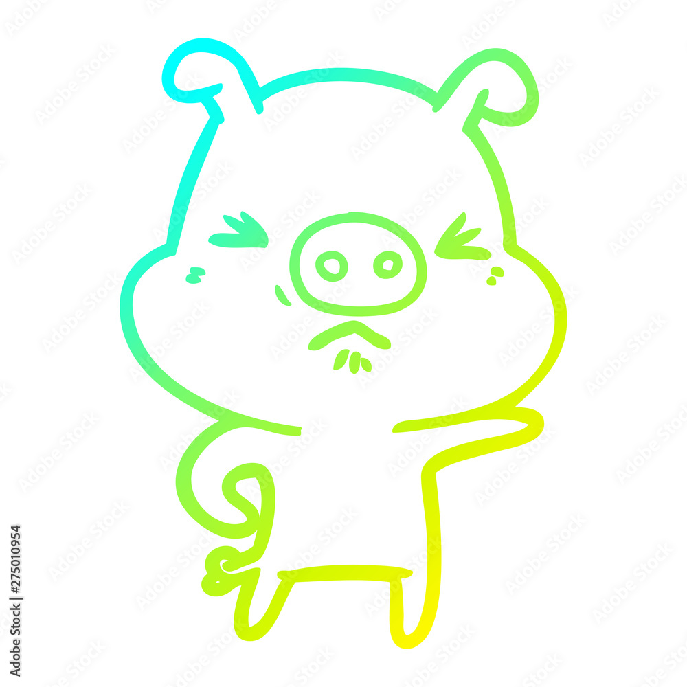 cold gradient line drawing cartoon angry pig cold gradient line drawing cartoon angry pig