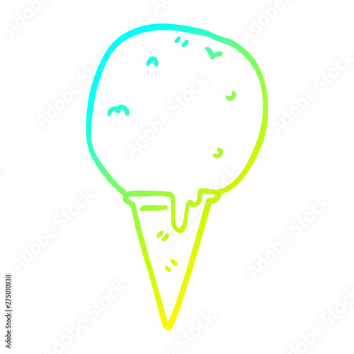 cold gradient line drawing cartoon ice cream cone