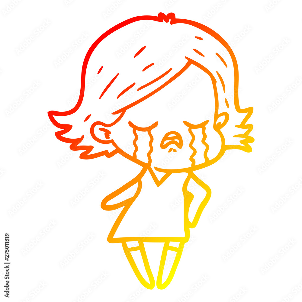 warm gradient line drawing cartoon girl crying warm gradient line drawing cartoon girl crying