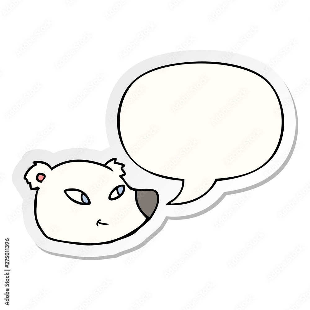 cartoon polar bear face and speech bubble sticker cartoon polar bear face and speech bubble sticker