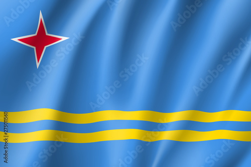 National flag of Aruba island in Caribbean sea