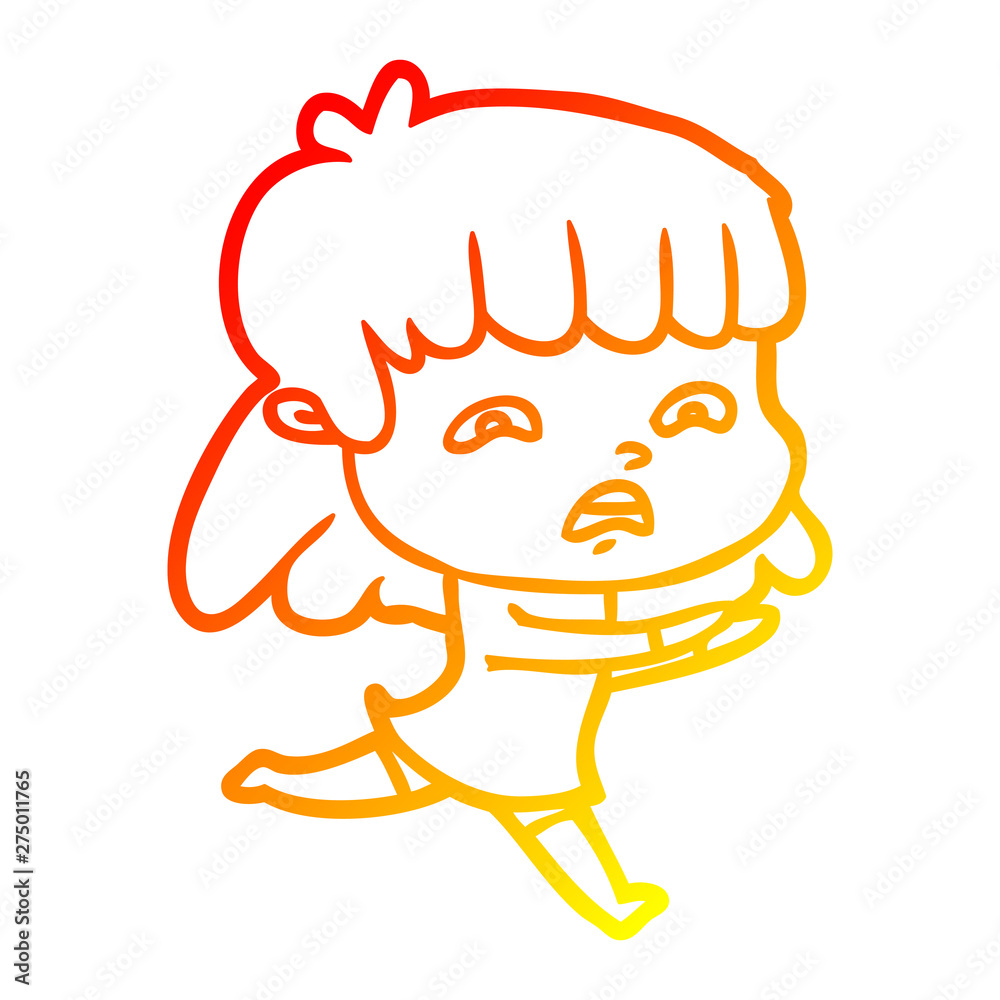 warm gradient line drawing cartoon worried woman warm gradient line drawing cartoon worried woman