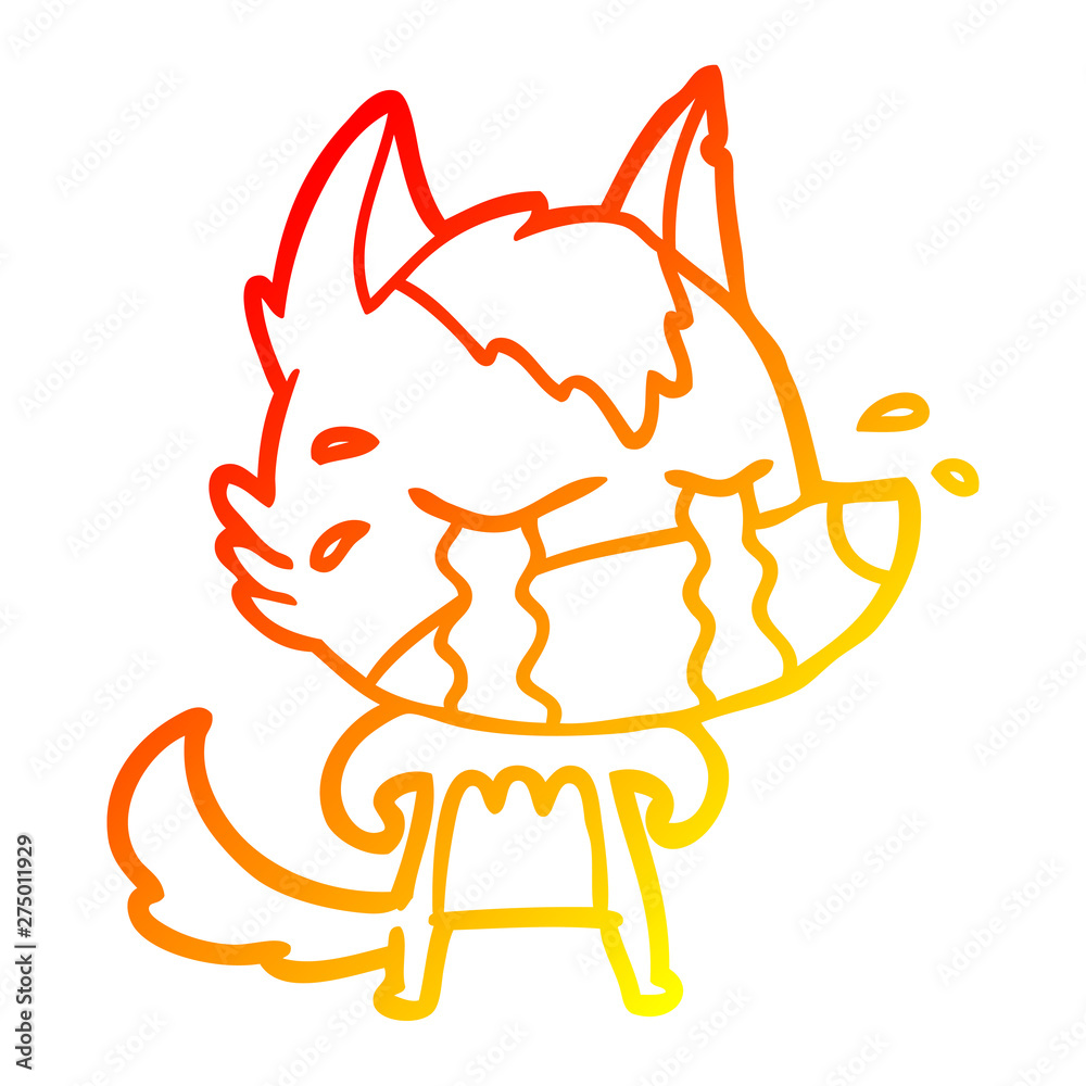 warm gradient line drawing cartoon crying wolf warm gradient line drawing cartoon crying wolf