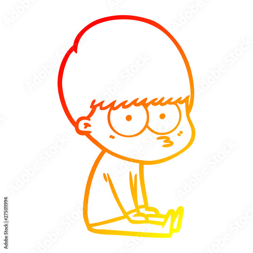 warm gradient line drawing curious cartoon boy