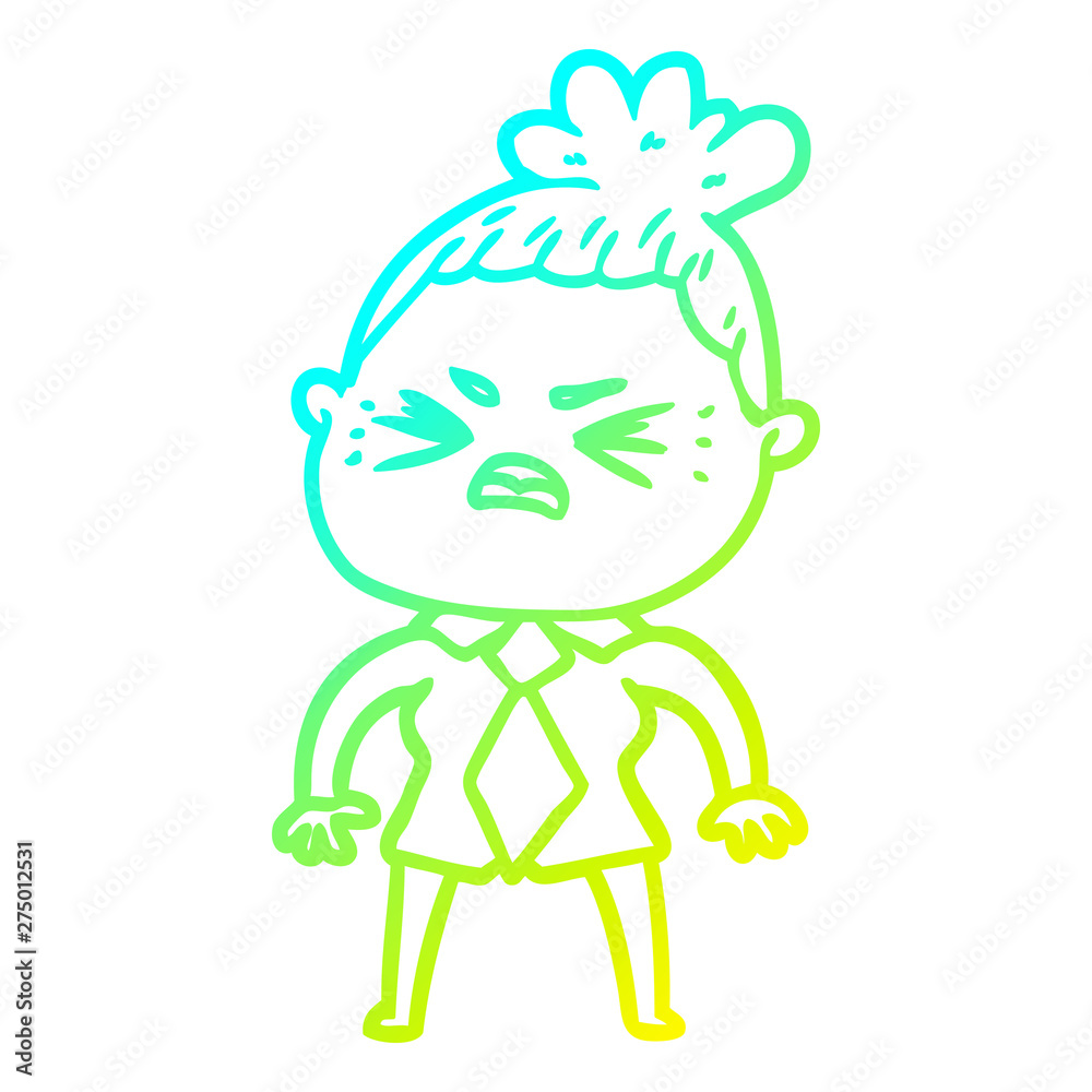 cold gradient line drawing cartoon angry woman cold gradient line drawing cartoon angry woman