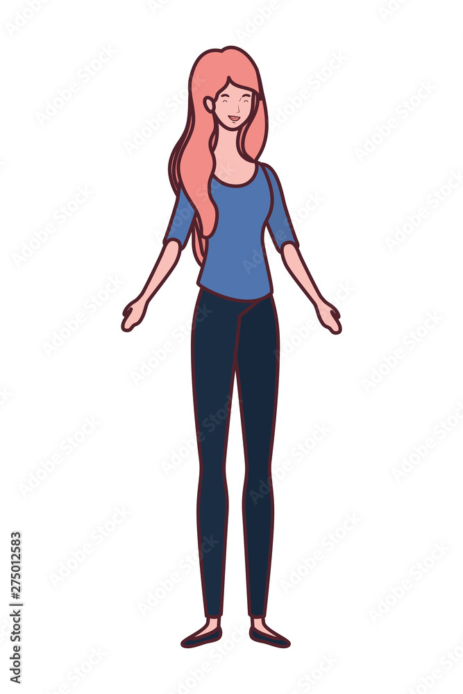 Fototapeta premium young woman standing on white background