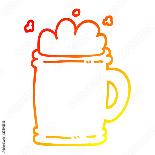 warm gradient line drawing cartoon beer tankard
